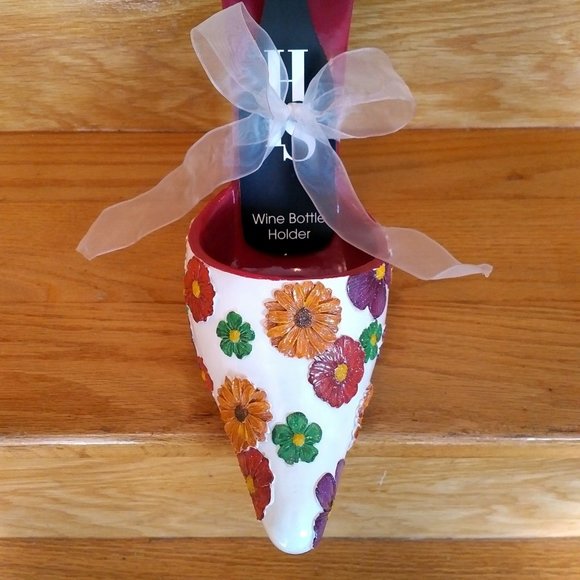 NWT High-Heel Shoe Wine-Bottle Holder, "Floral Splash" - Picture 5 of 9